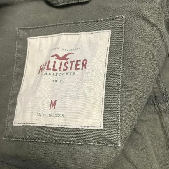 Y2K Hollister Olive Green Field Jacket Womens Medium Logo Utility Vintage - Picture 5 of 6